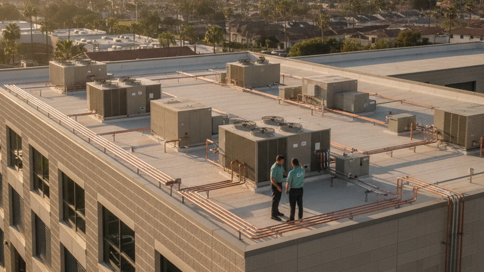 Climate-controlled self-storage facility with rooftop HVAC in San Diego